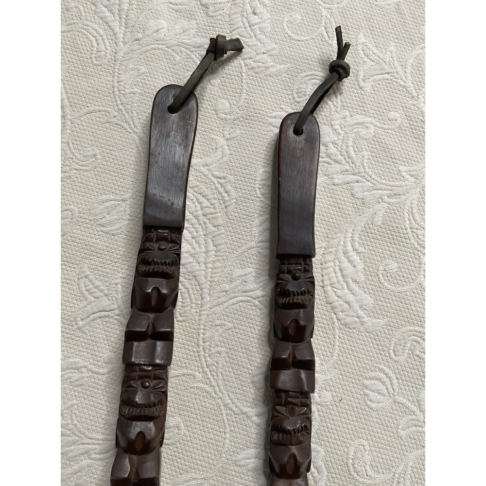 Vintage MCM Fork Spoon Kitchen Wall Decor Tiki Totem Pole Hand Carved Wood 29" - Picture 4 of 16